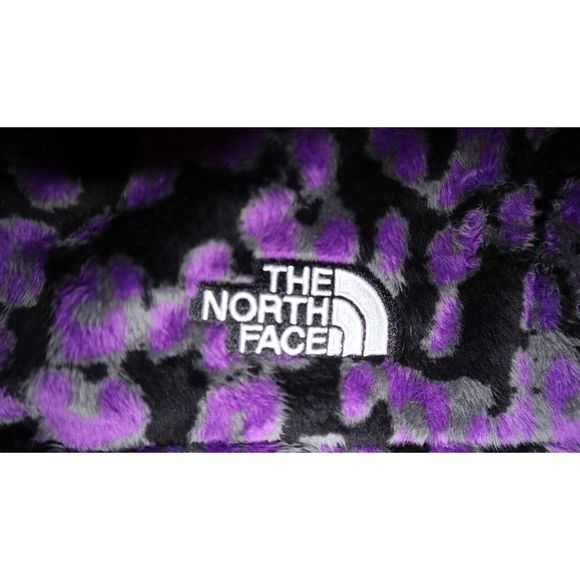 The North Face Women's Sz XL Purple Leopard Print Osito 1/4 Zip Hoodie $119 - Picture 8 of 14